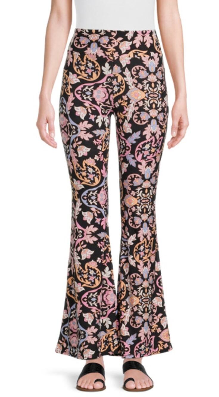No Boundaries Black Floral Paisley Retro Flared T-Shirt Legging Pants Junior XL
